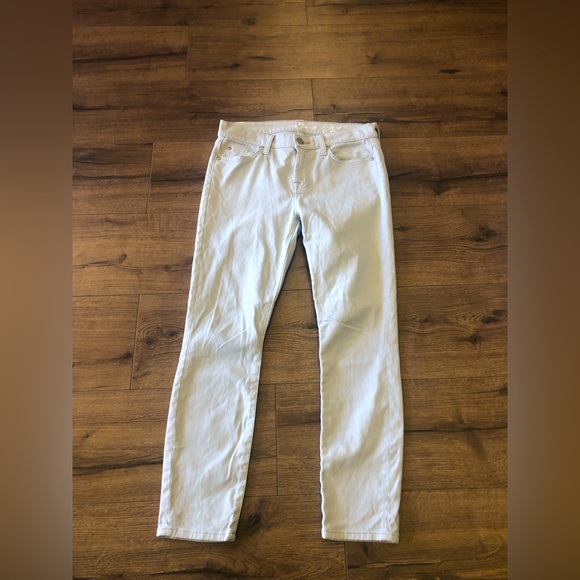 FOR ALL 7 MANKIND CROPPED SKINNY JEANS IN VERY LIGHT BLUE GRAY COLOUR SIZE 26 - Picture 2 of 8